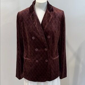 Carolina Belle Elegant Burgundy Double-Breasted Blazer Sz M
